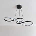 Infintity Loop Linear Pendant or Semi Flush in Black With Integrated LED