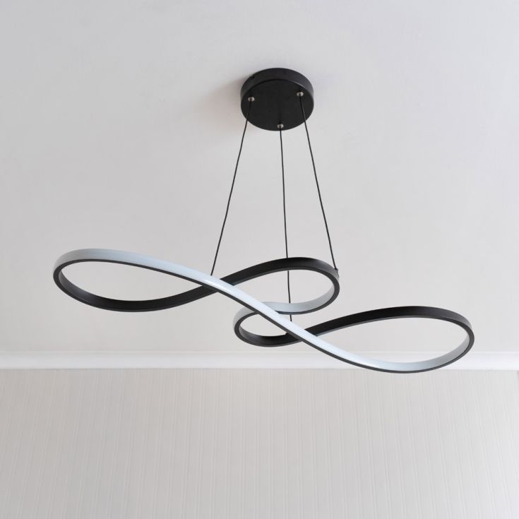 Infintity Loop Linear Pendant or Semi Flush in Black With Integrated LED