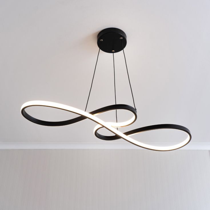Infintity Loop Linear Pendant or Semi Flush in Black With Integrated LED