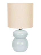 Kendal Blue Glaze Ceramic Table Lamp with Natural Shade, 1 X E14