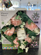 Faux Flower Wreath with outdoor lights