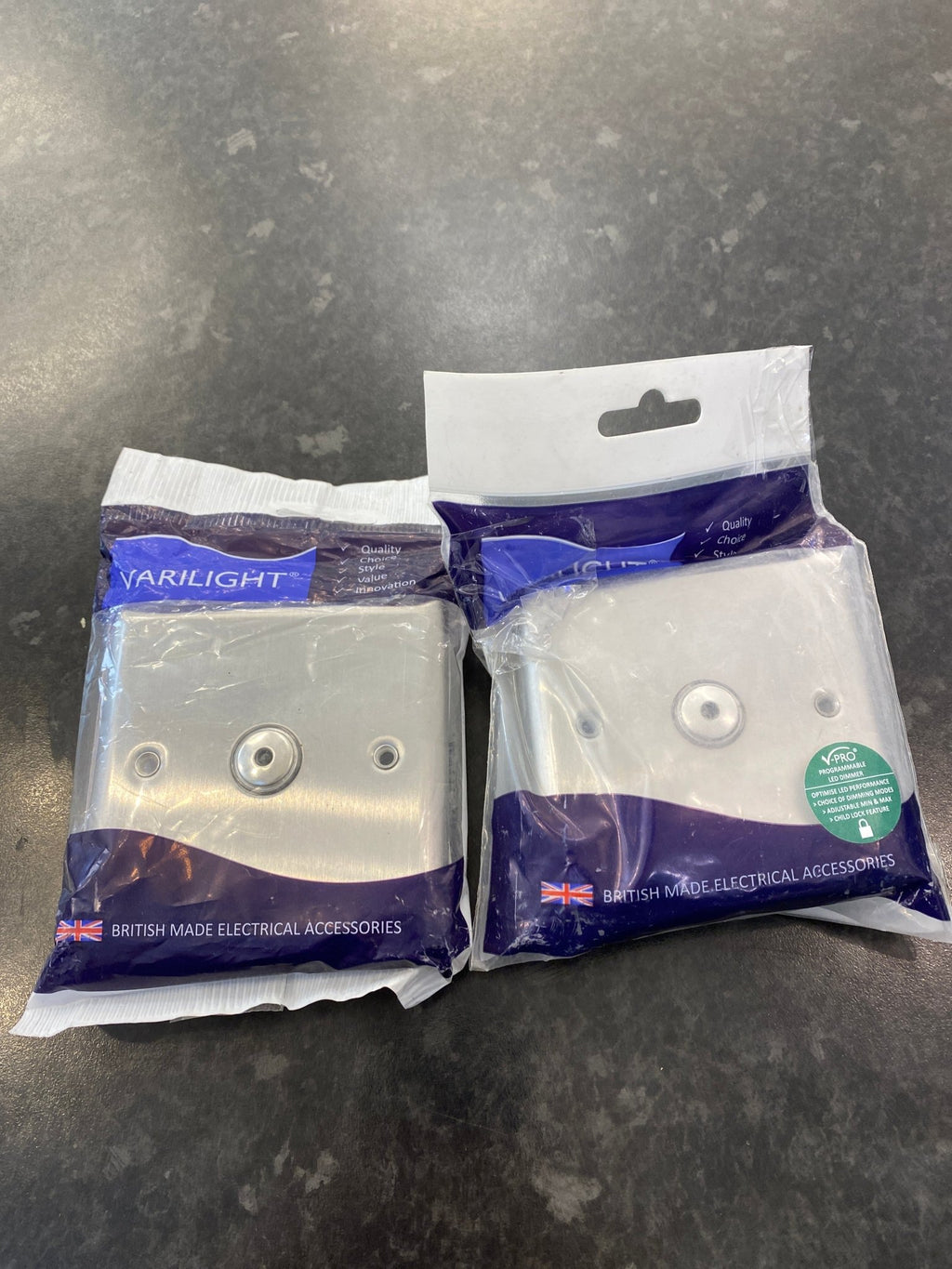 Trendiswitch - 2x Varilight Touch Switches Brushed Steel - Luminosity Designs Ltd