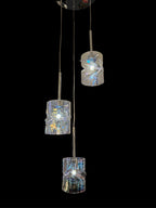 Luminosity Designs - 3 Light Baron Chrome Multi Pendant with Twisted Iridescent Glass - Luminosity Designs Ltd