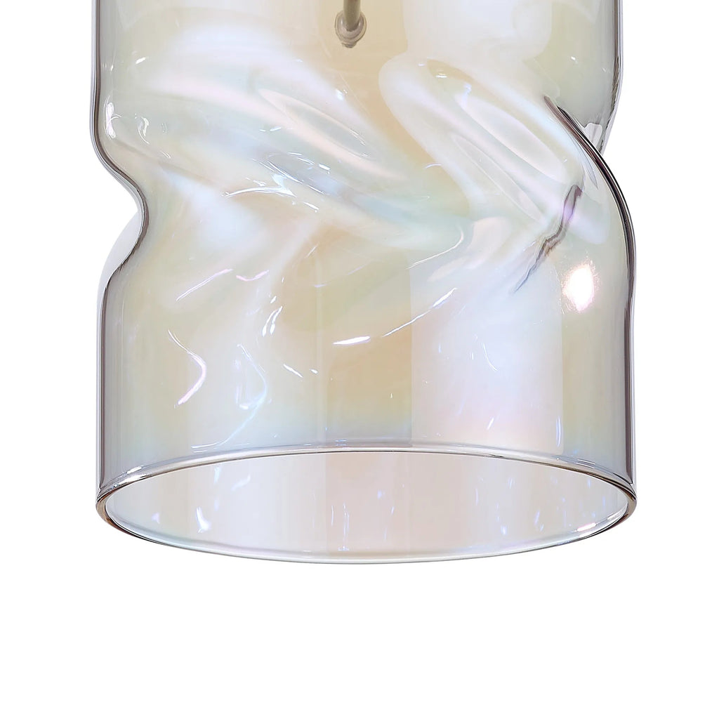 Luminosity Designs - 3 Light Baron Chrome Multi Pendant with Twisted Iridescent Glass - Luminosity Designs Ltd