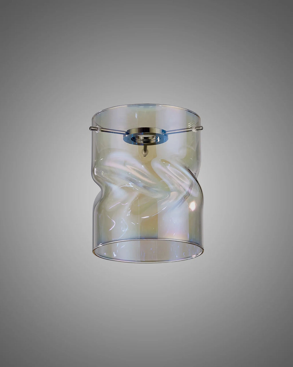 Luminosity Designs - 3 Light Baron Chrome Multi Pendant with Twisted Iridescent Glass - Luminosity Designs Ltd