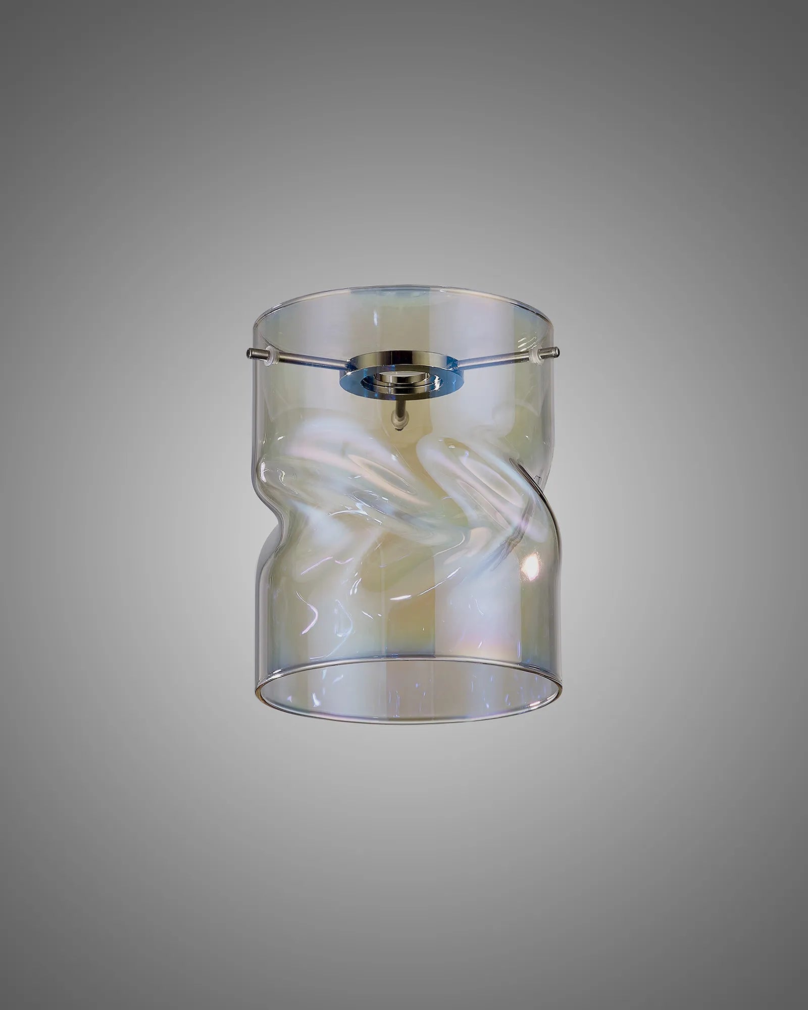 Luminosity Designs - 3 Light Baron Chrome Multi Pendant with Twisted Iridescent Glass - Luminosity Designs Ltd