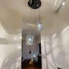 Luminosity Designs - 3 Light Baron Chrome Multi Pendant with Twisted Iridescent Glass - Luminosity Designs Ltd