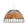 Belfort Small Non Electric Pendant Shade in Matt Black Metalwork With Rattan Detailing