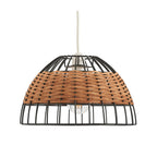 Belfort Small Non Electric Pendant Shade in Matt Black Metalwork With Rattan Detailing