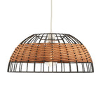 Belfort Medium Non Electric Pendant Shade in Matt Black Metalwork With Rattan Detailing