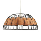 Belfort Medium Non Electric Pendant Shade in Matt Black Metalwork With Rattan Detailing