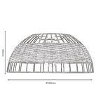 Belfort Medium Non Electric Pendant Shade in Matt Black Metalwork With Rattan Detailing