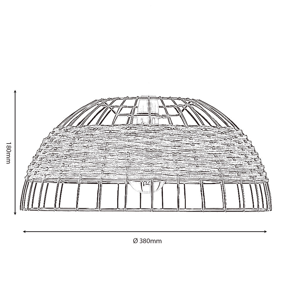 Belfort Medium Non Electric Pendant Shade in Matt Black Metalwork With Rattan Detailing