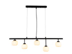 Hadden Hadden 5 Light Bar With Black Framework and Opal Ribbed Glass, 5x G9 Bulbs