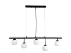Hadden Hadden 5 Light Bar With Black Framework and Opal Ribbed Glass, 5x G9 Bulbs