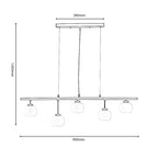 Hadden Hadden 5 Light Bar With Black Framework and Opal Ribbed Glass, 5x G9 Bulbs