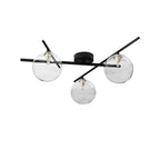 Darlow 3 Light Semi Flush in Black With Clear Glass Globes. 5x G9 (Oaks 3144/3 SF)