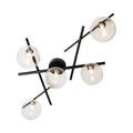 Darlow 5 Light Semi Flush in Black With Clear Glass Globes. 5x G9 (Oaks 3144/5 SF)