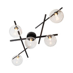 Darlow 5 Light Semi Flush in Black With Clear Glass Globes. 5x G9 (Oaks 3144/5 SF)