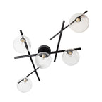 Darlow 5 Light Semi Flush in Black With Clear Glass Globes. 5x G9 (Oaks 3144/5 SF)