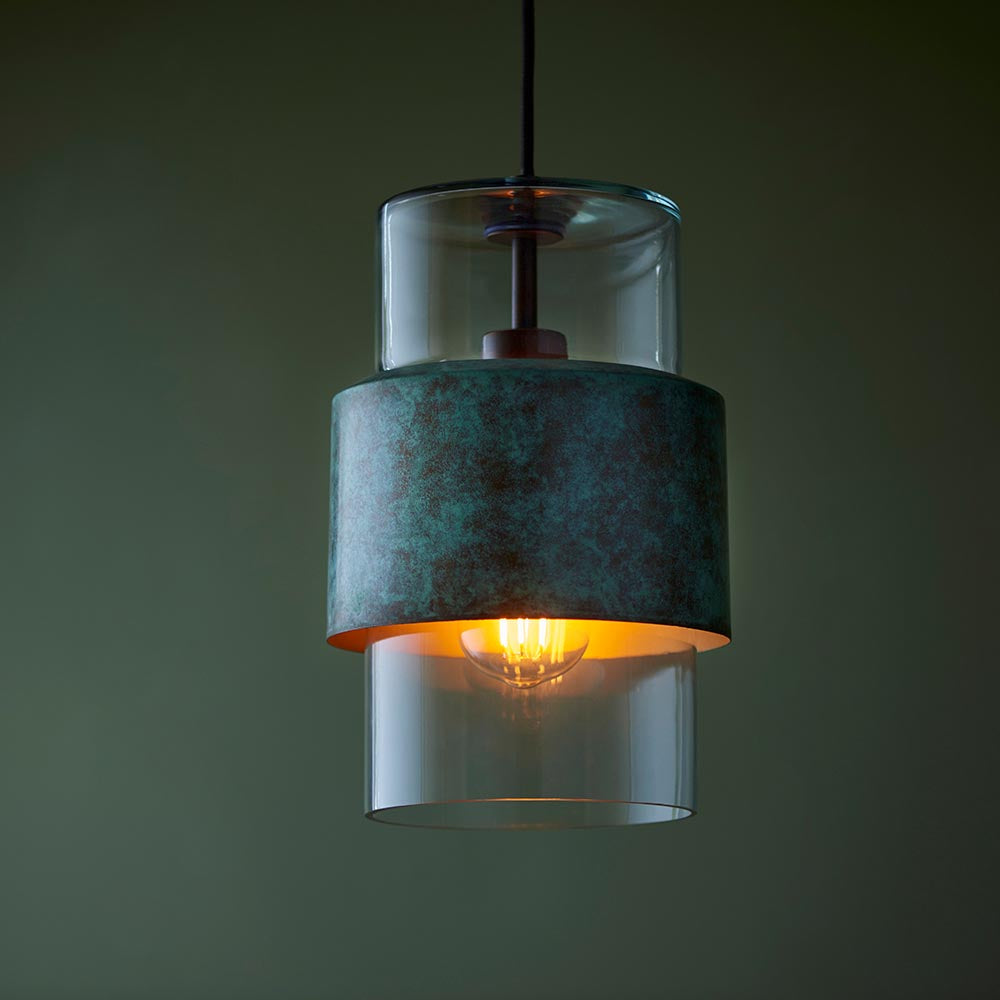Metal and Glass Vintage Akari Industrial Style Pendant Light, 1x E27