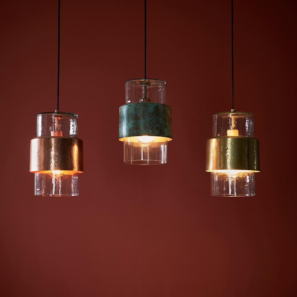 Metal and Glass Vintage Industrial Style Pendant Light, 1x E27
