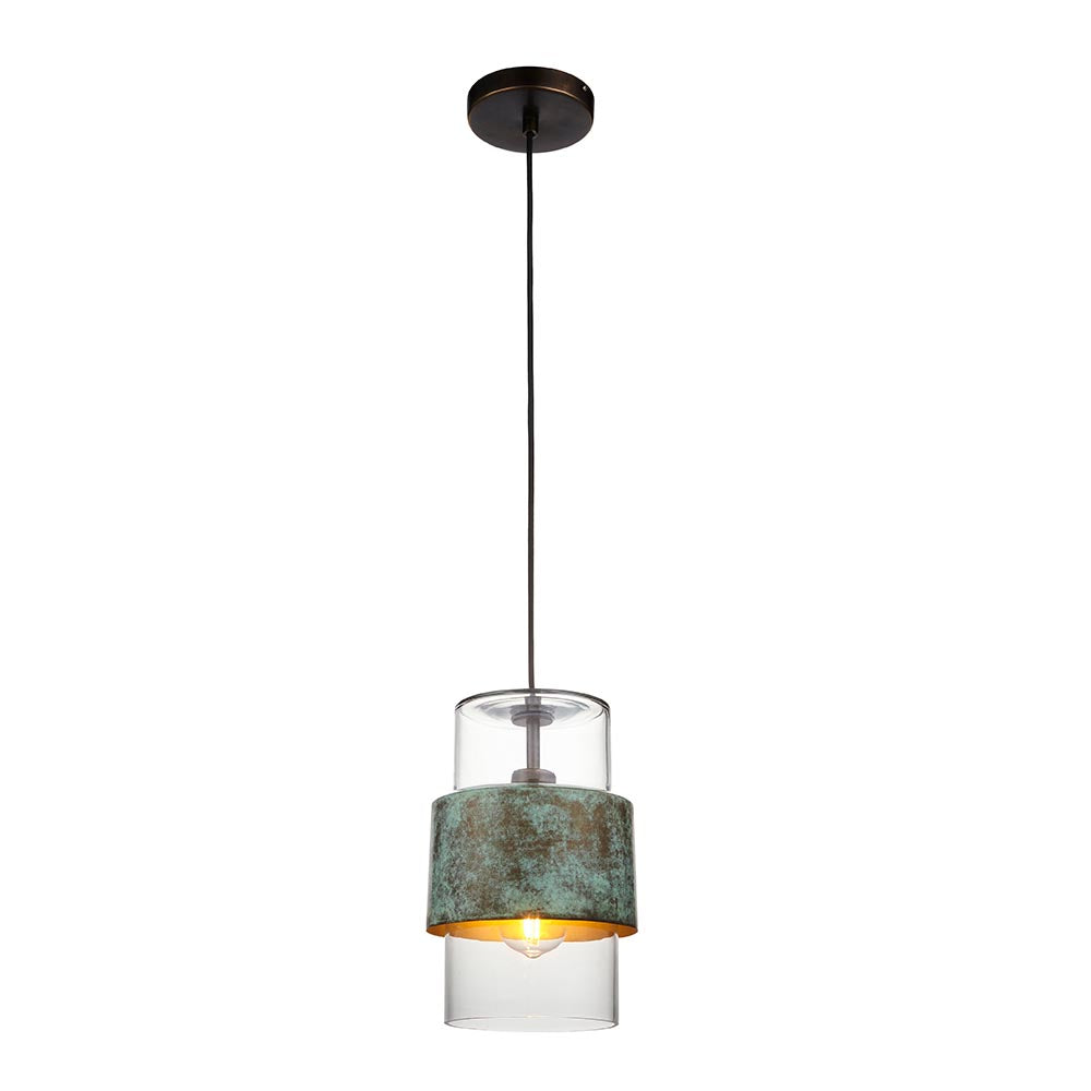 Metal and Glass Vintage Akari Industrial Style Pendant Light, 1x E27