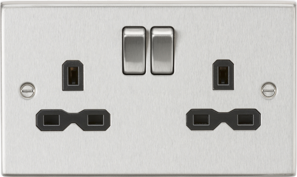 Squared Edge 13A 2G DP Switched Socket with Twin Earths