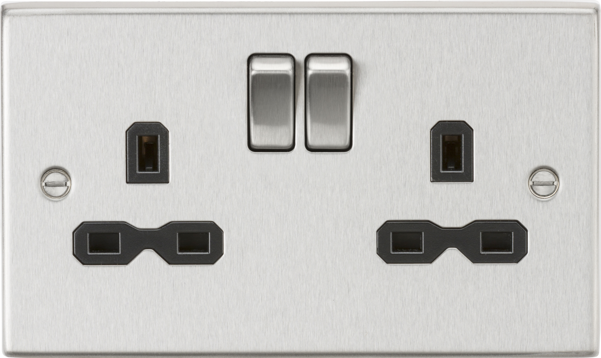 Squared Edge 13A 2G DP Switched Socket with Twin Earths