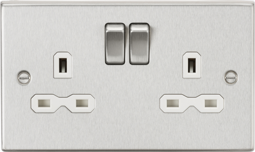 Squared Edge 13A 2G DP Switched Socket with Twin Earths