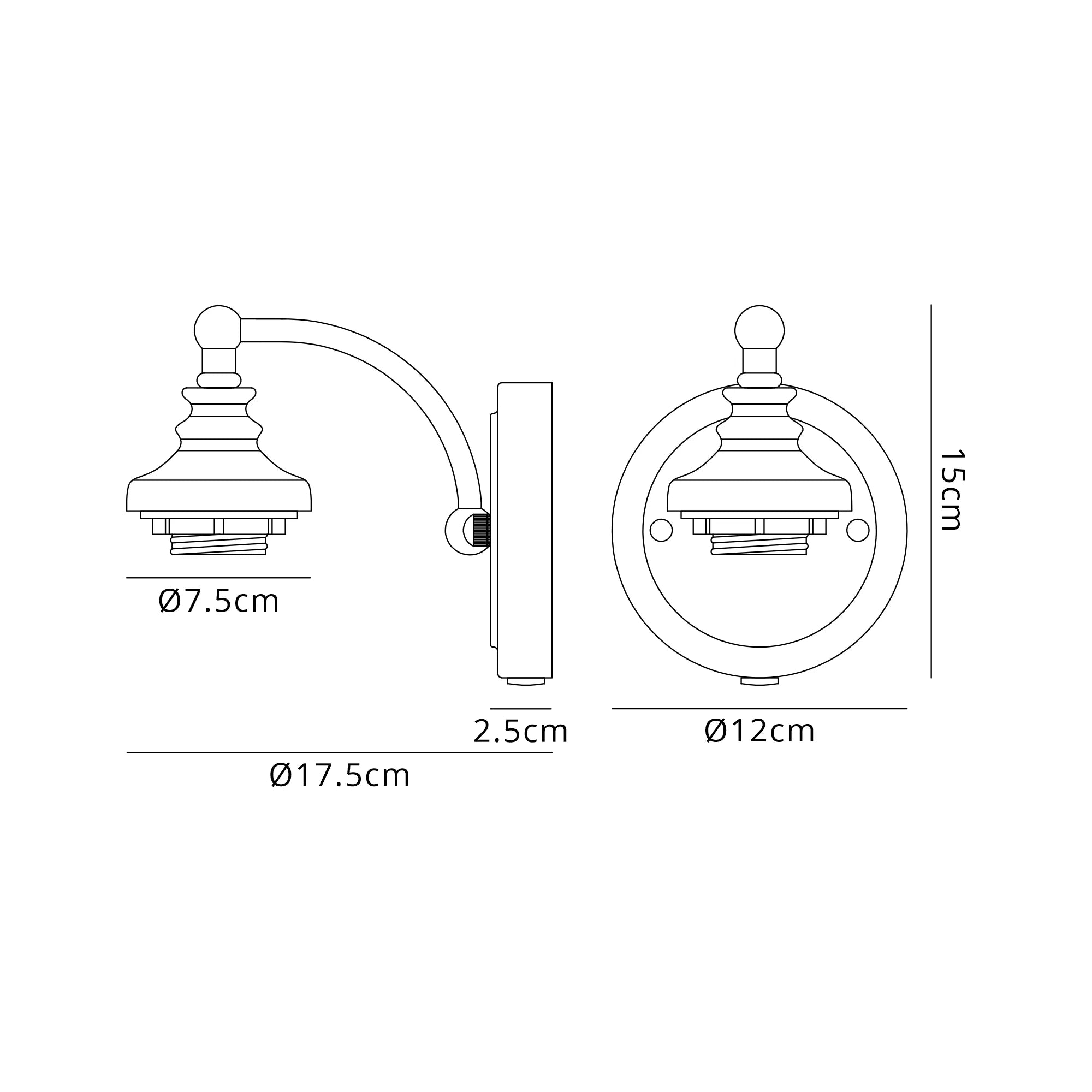 Sledmere Single Switched Wall Lamp (FRAME ONLY), 1 Light E27