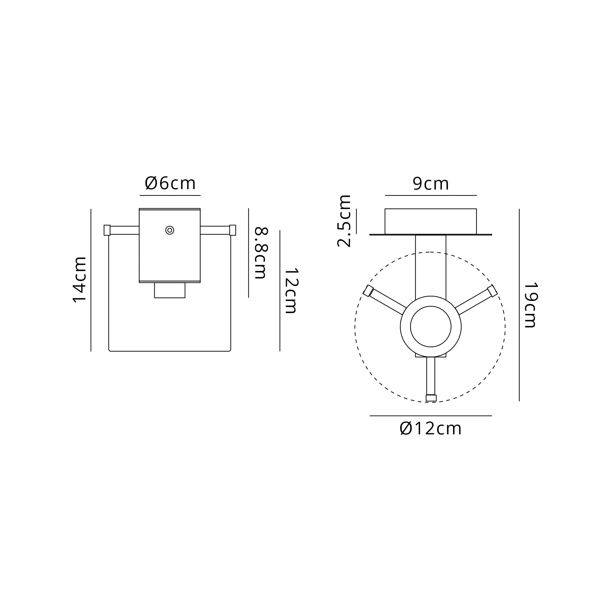 Fae Black and Brass Framed Switched Wall Light With Tubular Glass. 1x E27