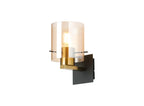 Dragon Thin Ribbed Clear Black and Brass Single Switched Wall Lamp, 1 xE27