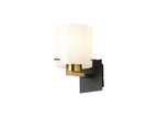 Dragon Wide Ribbed Black and Brass Single Switched Wall Lamp, 1 xE27