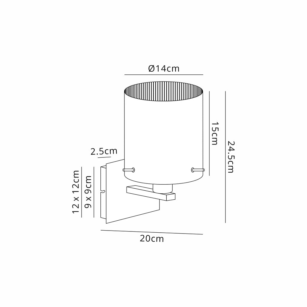 Dragon Thin Ribbed Clear Black and Brass Single Switched Wall Lamp, 1 xE27