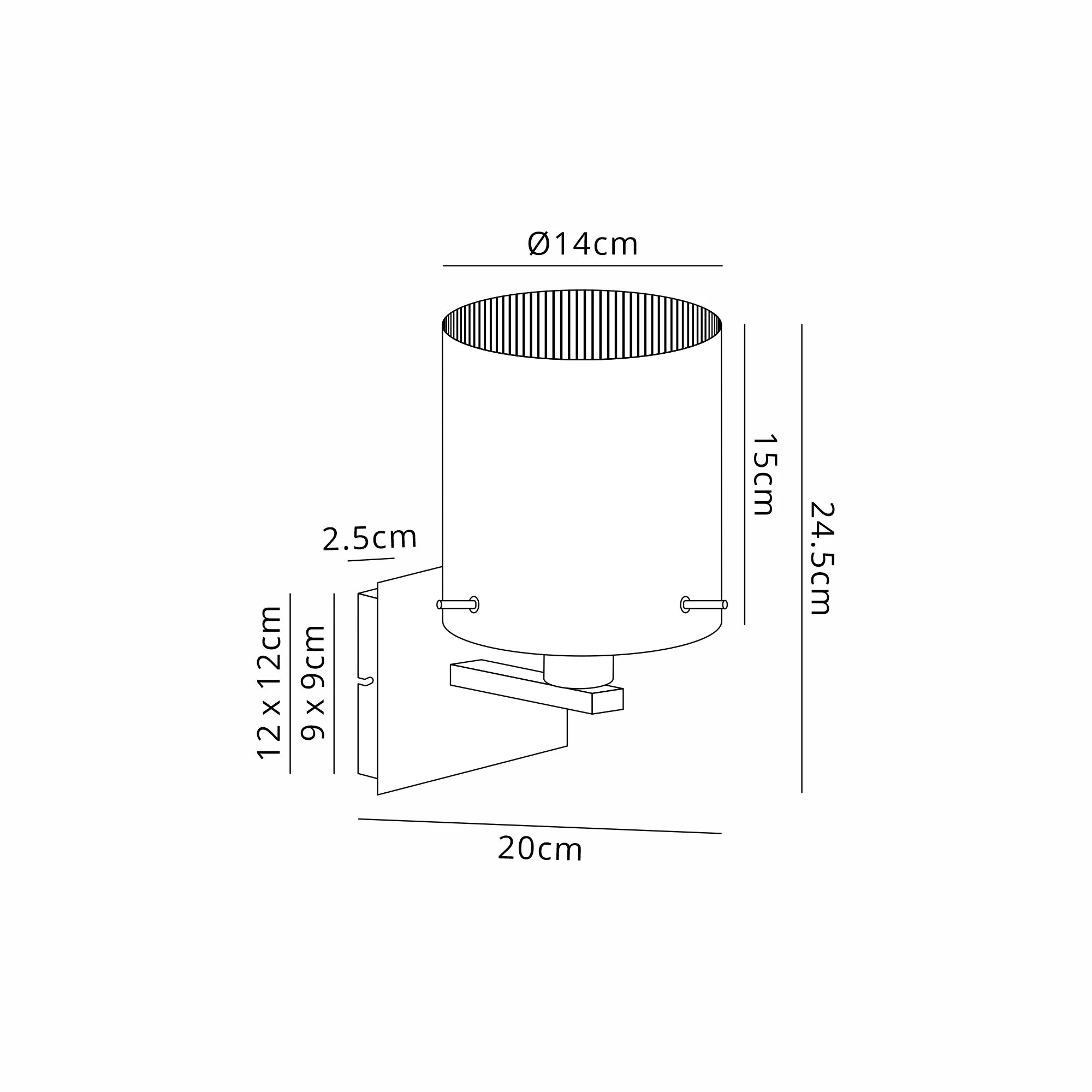 Dragon Thin Ribbed Clear Black and Brass Single Switched Wall Lamp, 1 xE27