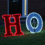 Connect Pro - 3m Outdoor HOHOHO Christmas Tinsel Silhouette, Red and White LEDs - Luminosity Designs Ltd