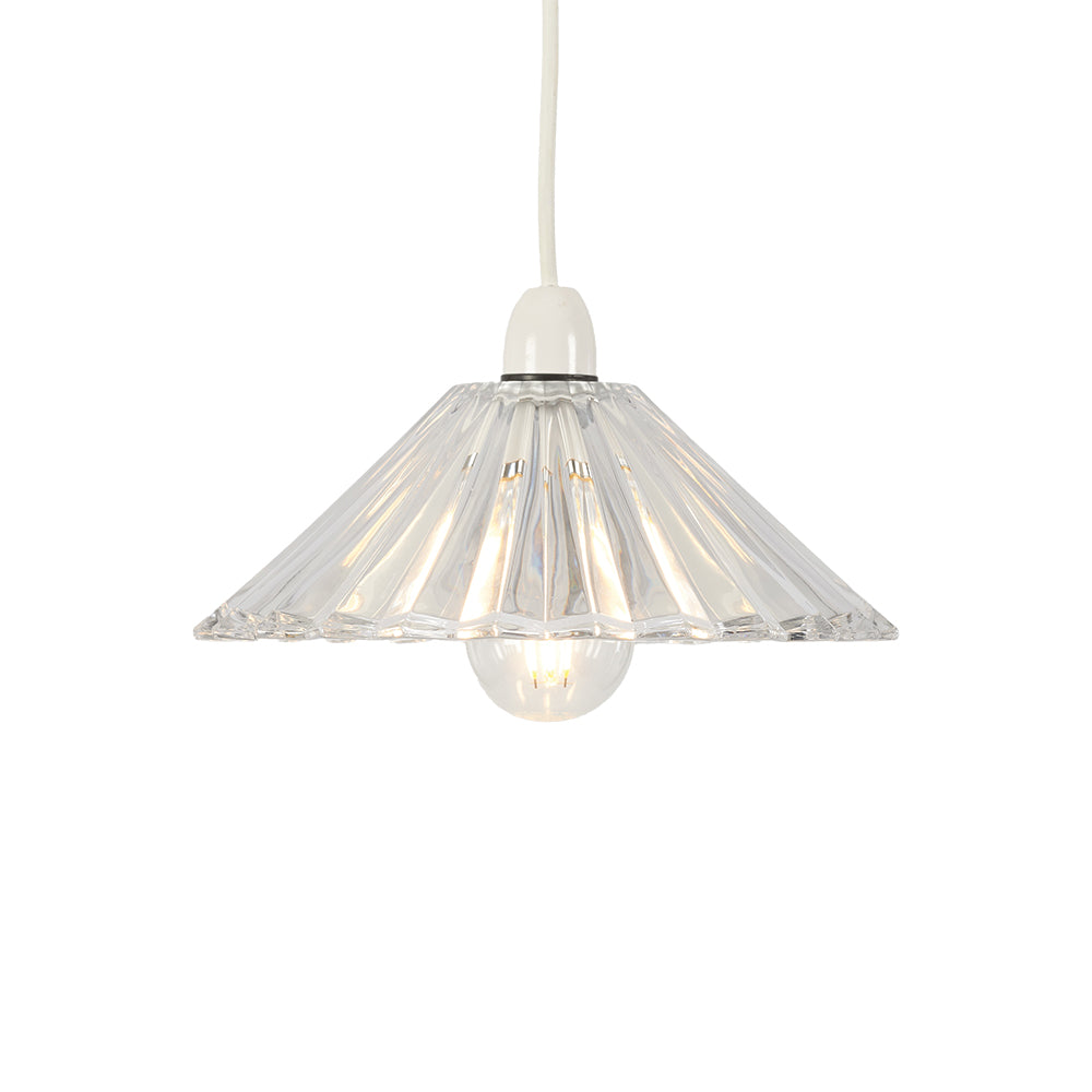 Chur Straight Ribbed Non Electric Patterned Glass Floral Shade for Ceiling Pendants