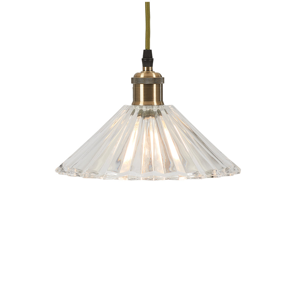 Chur Straight Ribbed Non Electric Patterned Glass Floral Shade for Ceiling Pendants