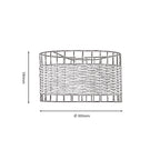 Belfort Small Non Electric Pendant Drum Shade in Matt Black Metalwork With Rattan Detailing