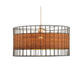 Belfort Medium Non Electric Pendant Drum Shade in Matt Black Metalwork With Rattan Detailing (Copy)