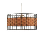 Belfort Medium Non Electric Pendant Drum Shade in Matt Black Metalwork With Rattan Detailing (Copy)