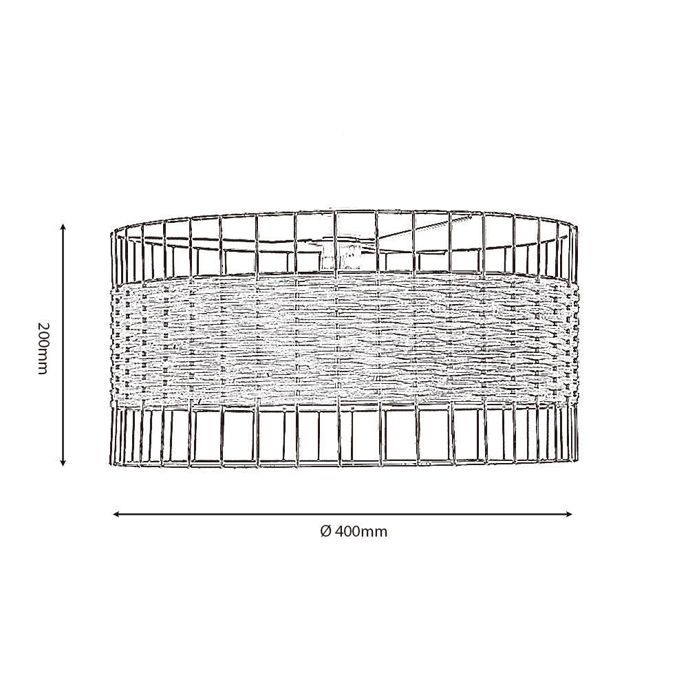 Belfort Medium Non Electric Pendant Drum Shade in Matt Black Metalwork With Rattan Detailing (Copy)