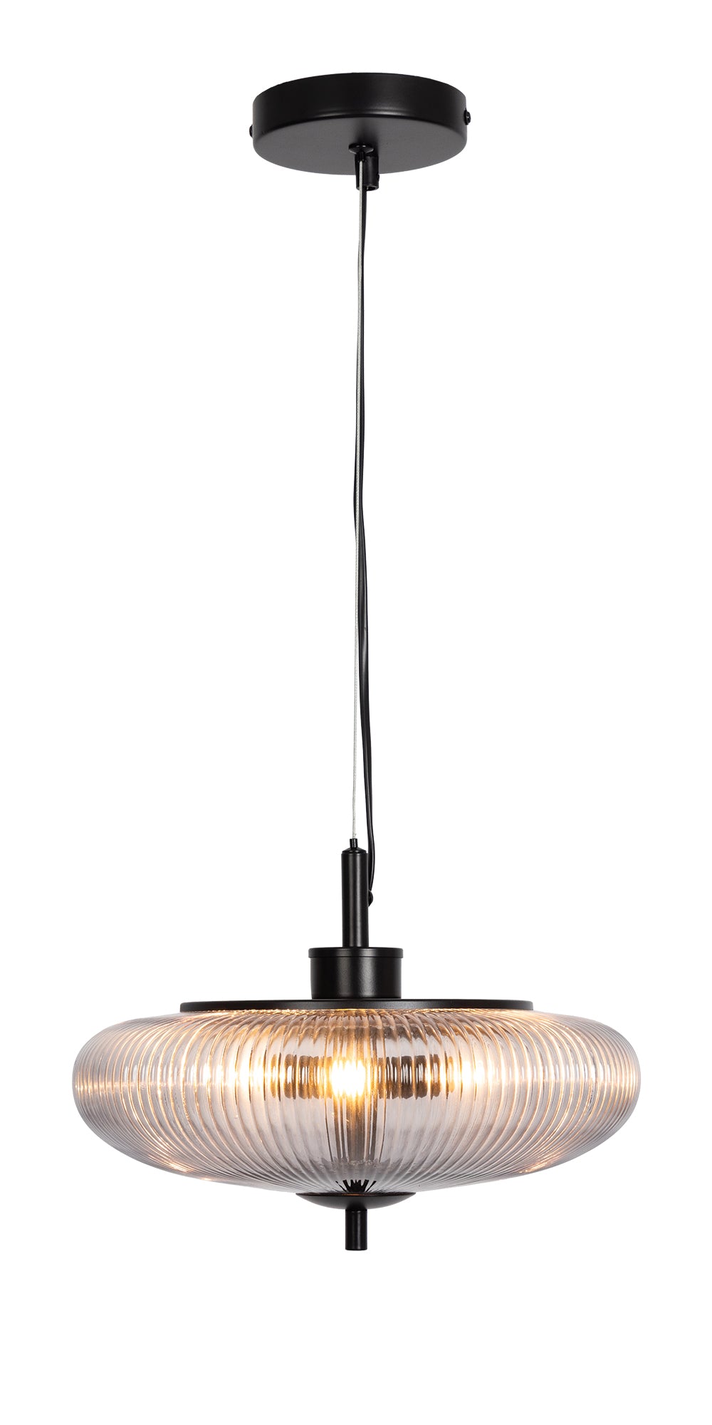 Ashwell Vintage Style Holophane Pendant Light with Ribbed Glass, 3x G9
