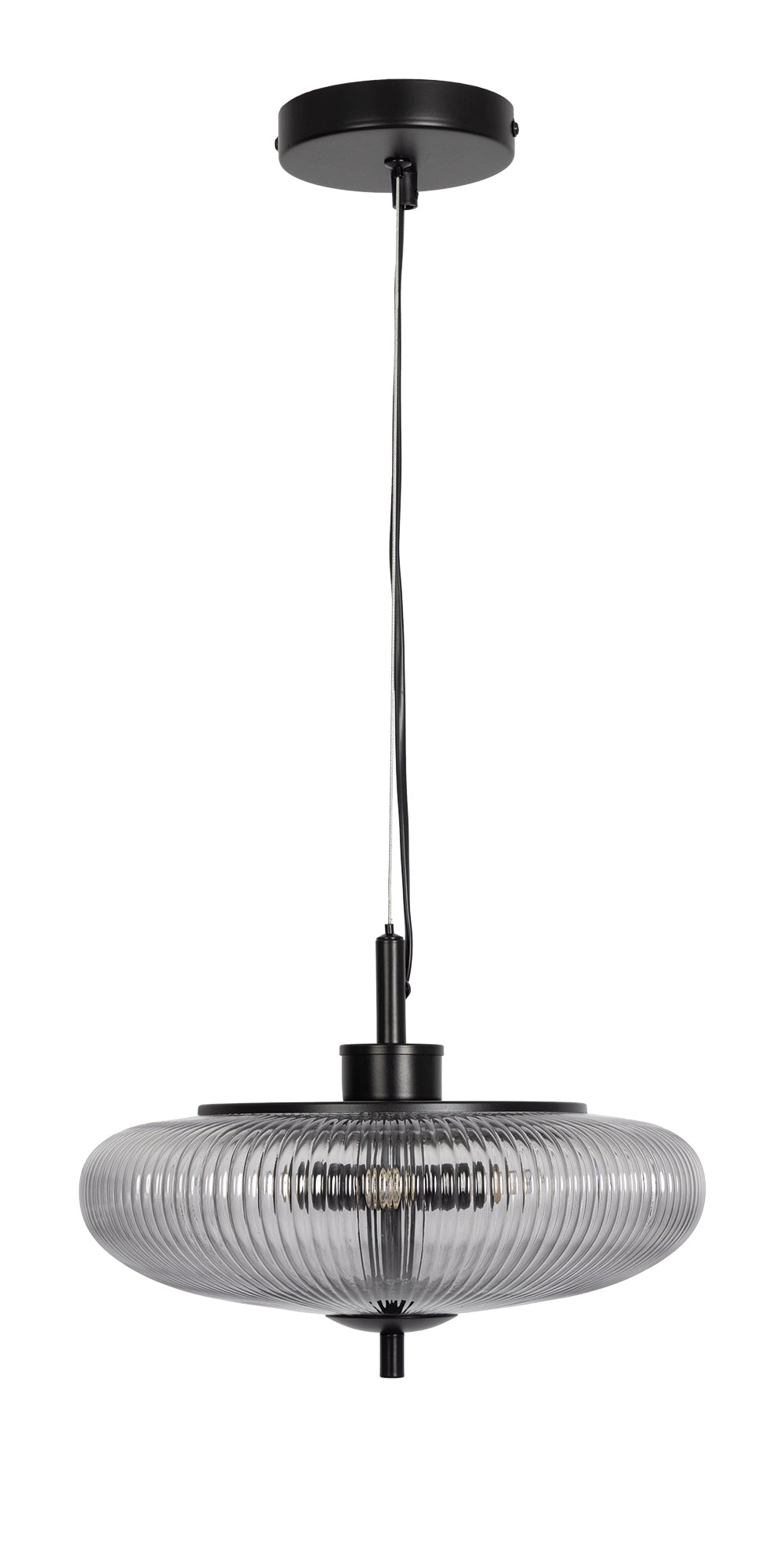 Ashwell Vintage Style Holophane Pendant Light with Ribbed Glass, 3x G9