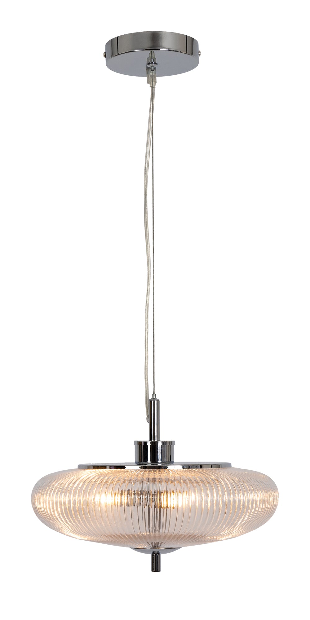 Ashwell Vintage Style Holophane Pendant Light with Ribbed Glass, 3x G9