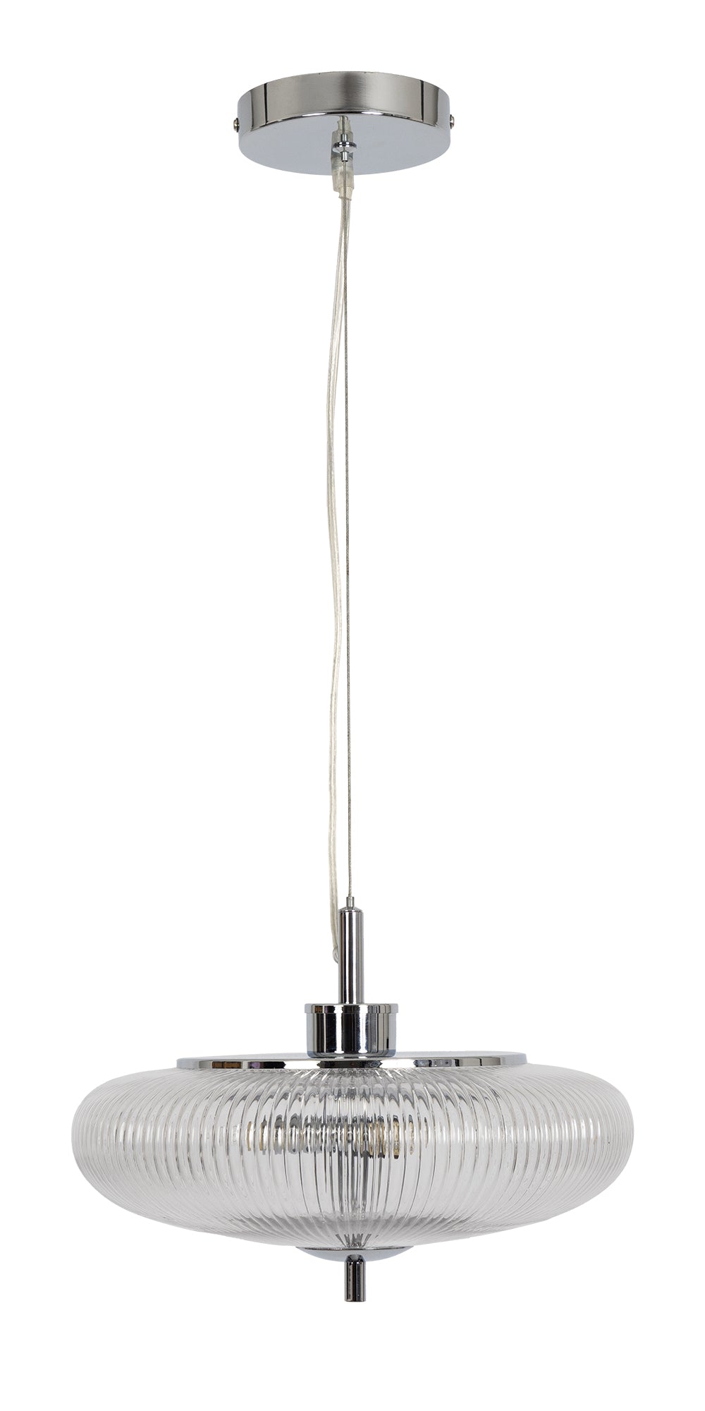 Ashwell Vintage Style Holophane Pendant Light with Ribbed Glass, 3x G9