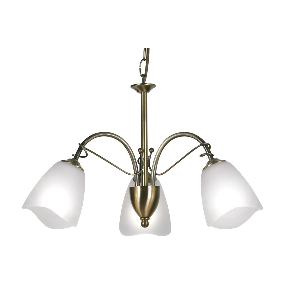 Turin 3 Light Traditional Style Ceiling Fitting Pendant or Semi Flush, 3 x E14