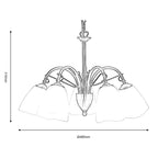 Turin 5 Light Traditional Style Ceiling Fitting Pendant or Semi Flush, 5 x E14