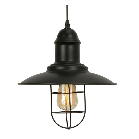 CLEARANCE - Kolding Industrial Loft Style Single Pendant. 1x E27 (Oaks 4130 BG)